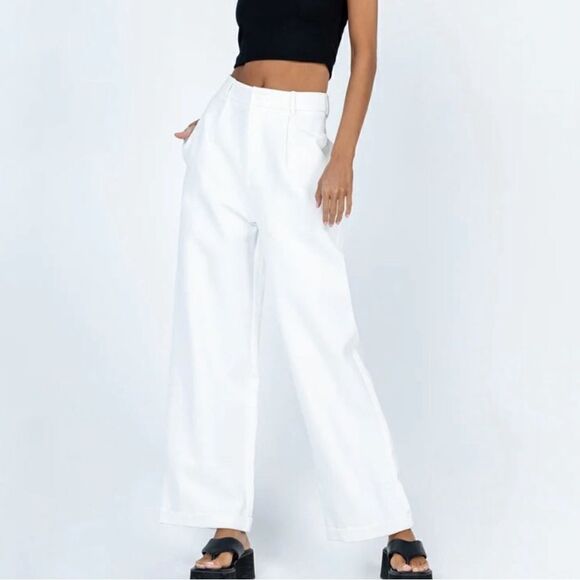 Princess Polly Pants - Princess Polly tahnie white trouser pants wide leg